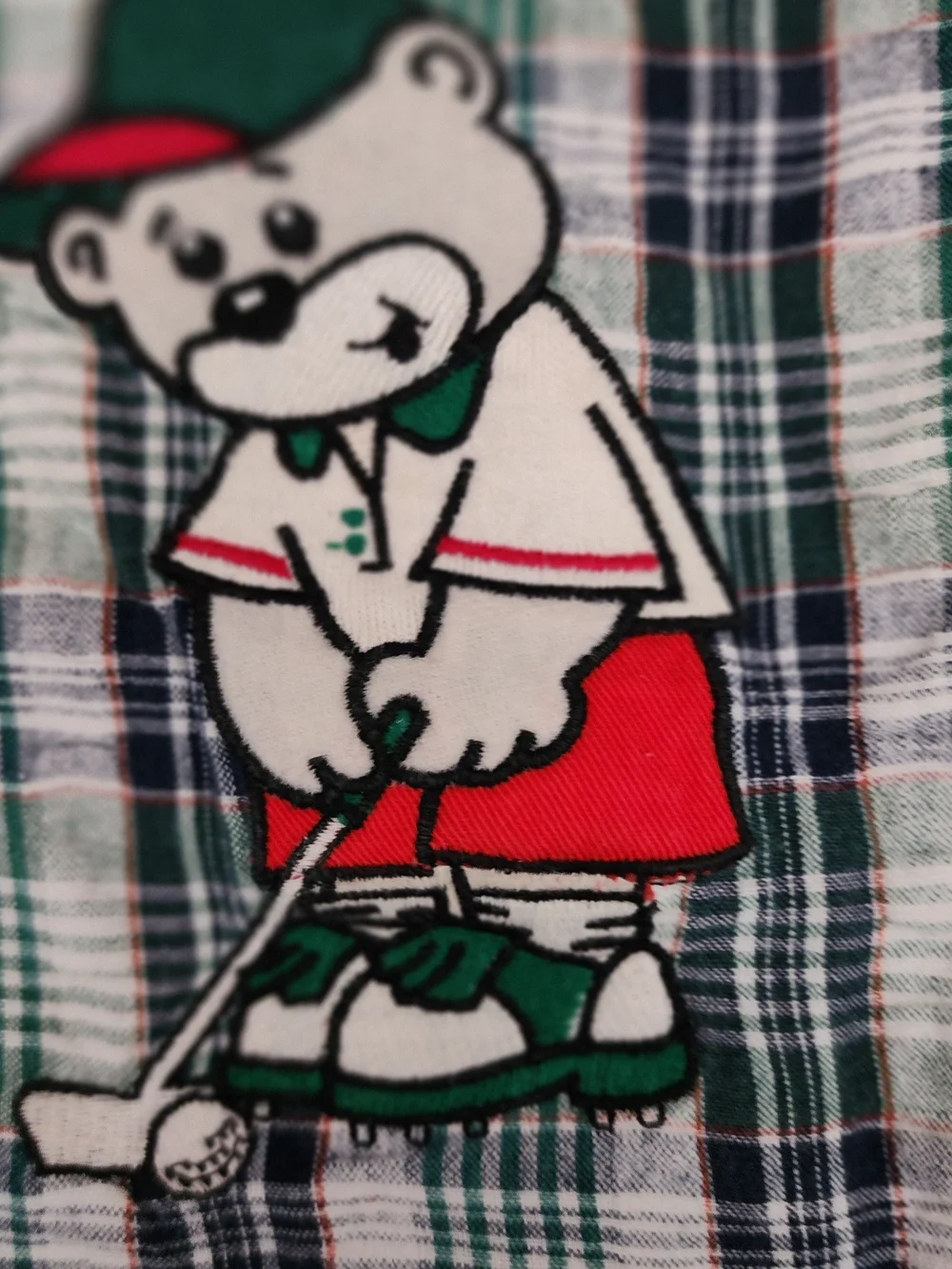 Vintage B.T. Kids Baby Toys Plaid Golf Bear Romper 1990s Y2K